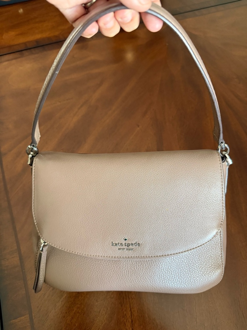 kate spade Taupe Pebbled Leather Crossbody Shoulder Bag